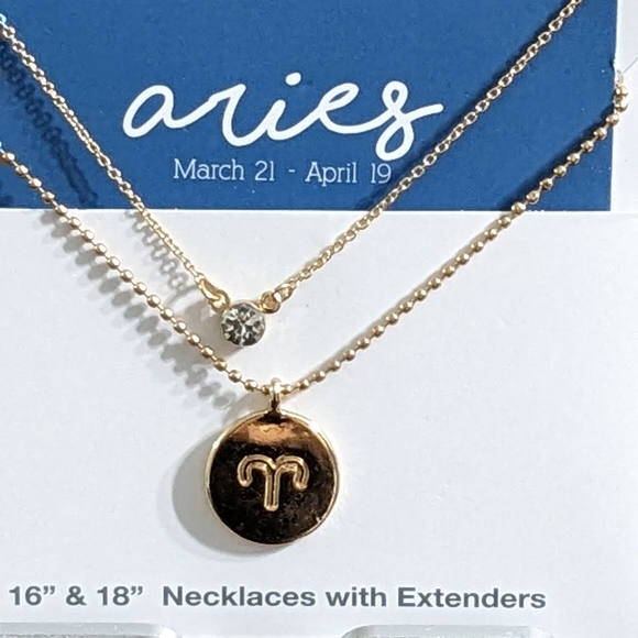 Women's Aries Zodiac Sign Necklace Set, 2 Piece, Gold Tone, NEW - Picture 3 of 5